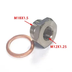 Exhaust O2 Oxygen Sensor Spacer Reducer Adapter M18 x 1.5mm to M12 x 1.25mm