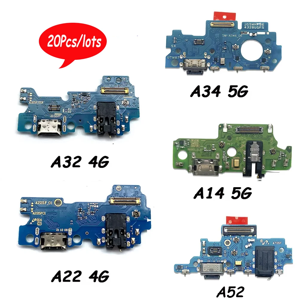 20Pcs，USB Dock Connector Charging Port Flex Cable For Samsung A13 A32 5G A22 4G A32 4G A22 5G Charger Board With Mic Module