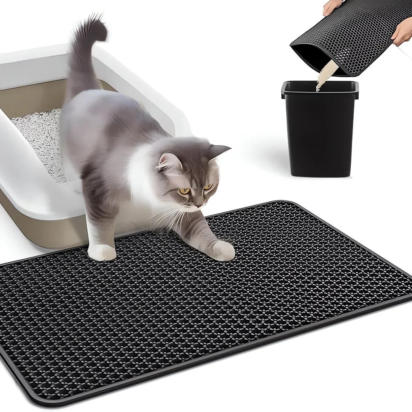 Winter Cat Litter Mat Waterproof Double Layer Non Slip Sand Trapping Washable Pad for Litter Box Clean Supplies Pet Toilet Mat