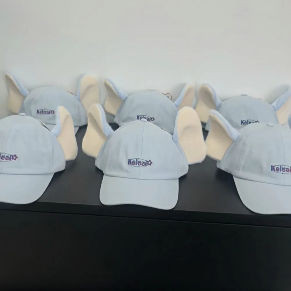 أزياء لطيف قبعة الفيل مع آذان الأنف الأشعة فوق البنفسجية حماية كيتي قبعة بيسبول Bowknot الكرتون لوب الأذن أرنب قبعة الفتيات #1