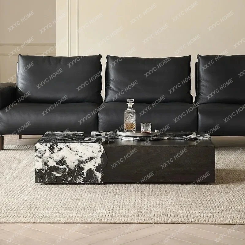 A  Marble Pattern New Luxury Stone Coffee Table Art Creative Villa High-end Rectangular