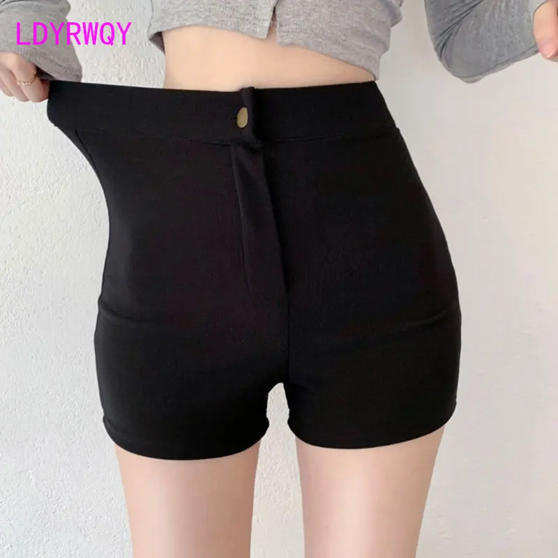 South Korea Dongdaemun summer new skinny sexy black high waist elastic hot pants casual Joker shorts women