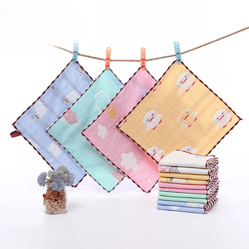 5PCS Cute Cartoon Hand Wipe Soft Children Towels Kids Newborn Bathing Handkerchief Baby Towels Cotton Face Washcloth