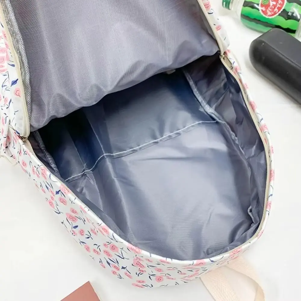 Zaino per studenti di moda di grande capacità Borsa da scuola floreale per il tempo libero in nylon Borsa a tracolla estetica casual da viaggio