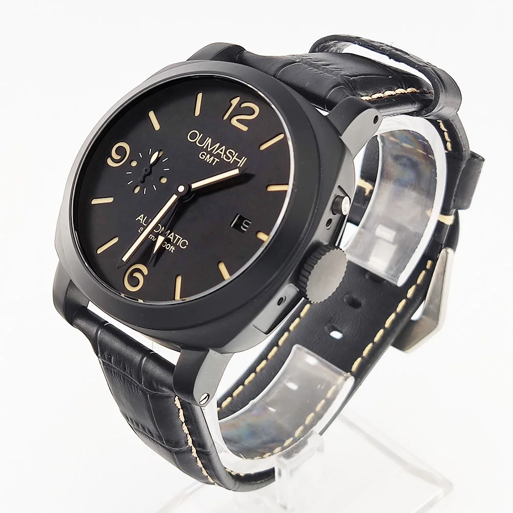 

ST2557 watch 45mm Men's watch GMT Stainless steel Mineral Glass Automatic watch ST2557 movement Men's Vintage Mechanical Watch