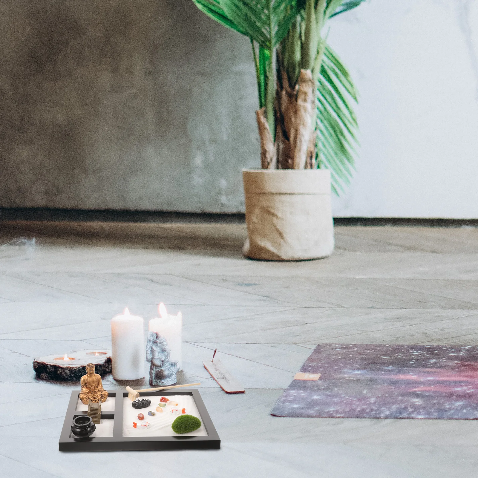 1 Box Zen Kit Wooden Sand Table Ornament Micro Landscape Desktop Meditation Adornment Home Office Decor Sandbox Garden Decor