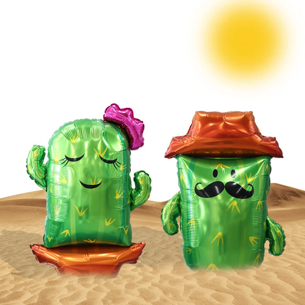 

2Pcs Festival Balloons Cactus Theme Party Decoration Balloons Easy to Assemble for Graduation Birthday Wedding Events