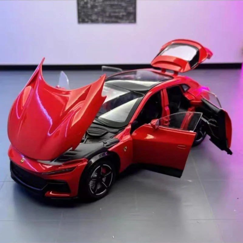 1:22 فيراري Purosangue FUV عالية محاكاة سبيكة سيارة نموذج ثابت الديكور الصوت ضوء نموذج لعبة طفل الهدايا