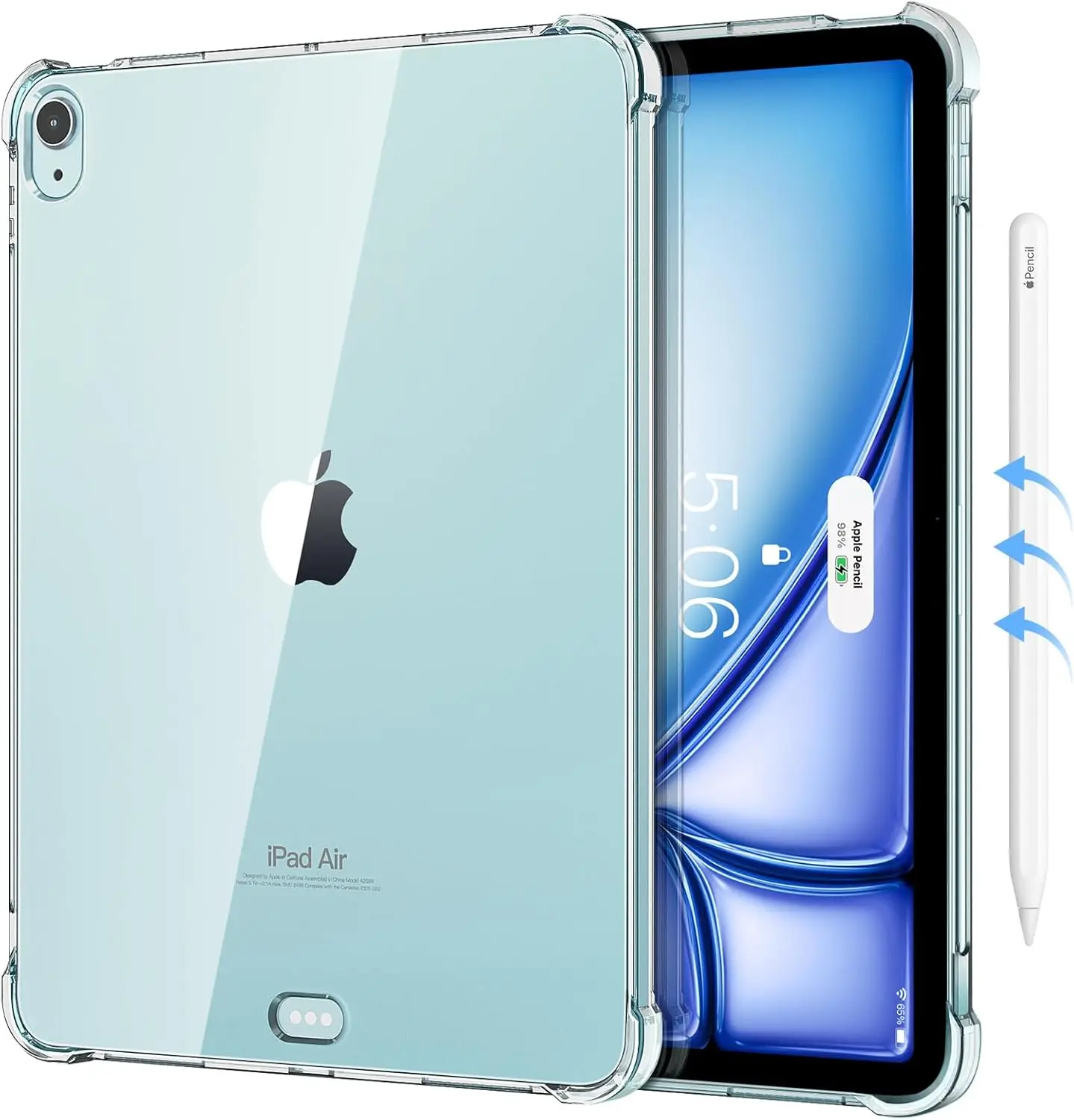 MoKo Clear Hülle für iPad Air 11 (M3 2025 / M2 2024) iPad Air 4 & 5 10,9 Zoll (2020/2022), Weiche TPU-Stoßfänger Transparente Rückseite
