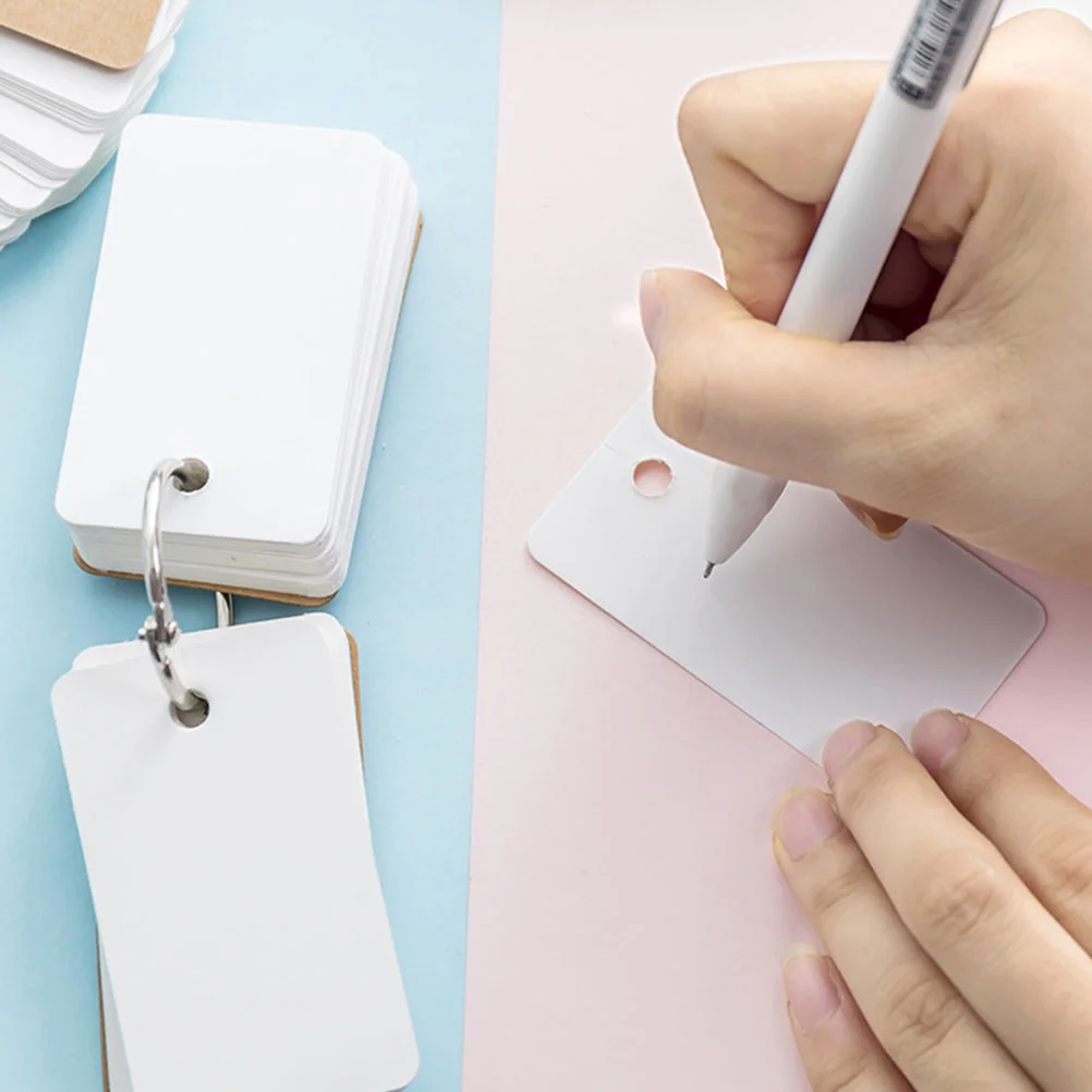 4 Pcs English Words Cards Portable Flashcards Cardboard Cover Book Blank Simple Style Memo