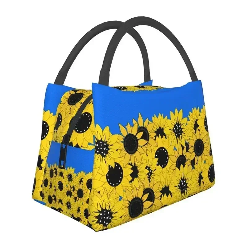 

Blue Sunflower Printed Insulated Lunch Bags for Outdoor Picnic Flag Resuable Thermal Cooler Bento Box Women