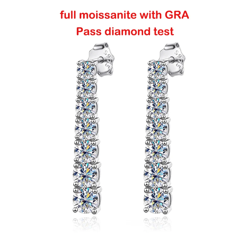Smyoue D-Farbene Moissanit-Tropfenohrringe für Damen, diamantgeprüft, 100 % 925er Sterlingsilber, lange Quastenohrringe, Großhandel