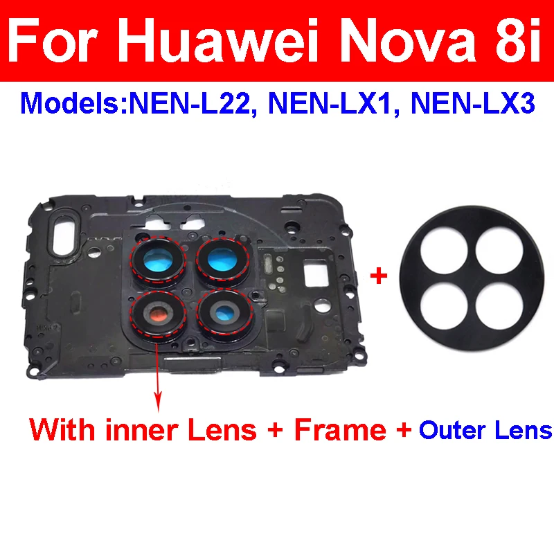 For Huawei Nova 8i Mainboard Cover Rear Lens Glass Motherbaord Holder Frame with Back Camera Big Small Lens Galss Parts