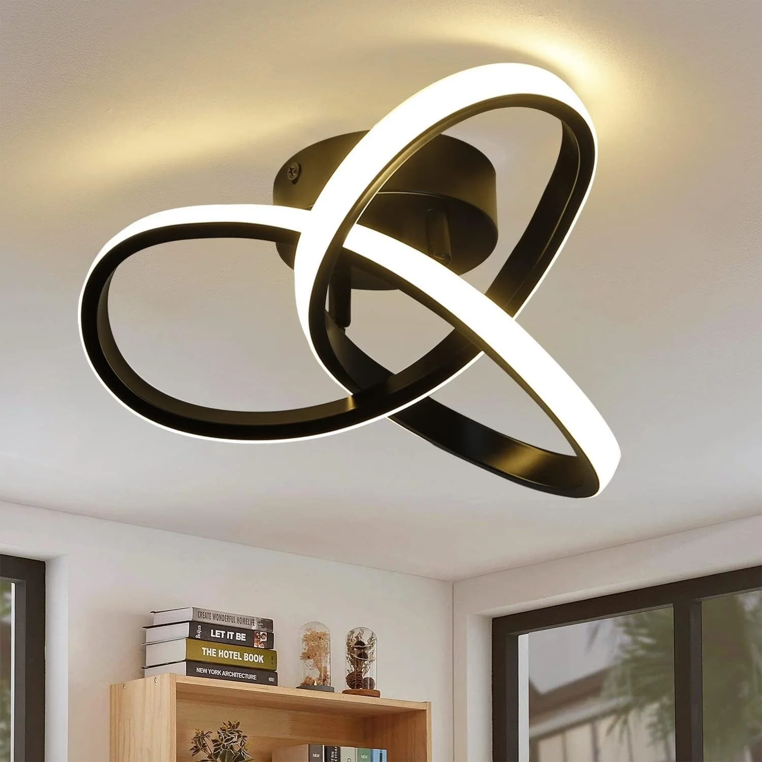 Cliheet Schwarze 3-Flügel LED-Deckenleuchte 3000K, Flimmerfreies & Blendfreies Design für Schlafzimmer Wohnzimmer