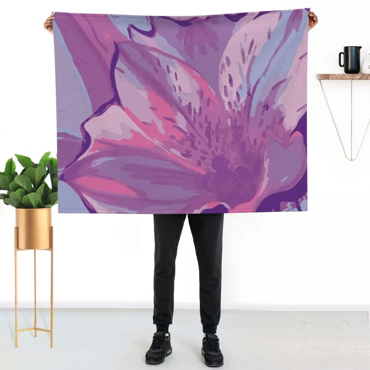 Bright Purple Flower Bloom Throw Blanket Single Warm Heavy Luxury Brand Summer Blankets For Bed Blankets