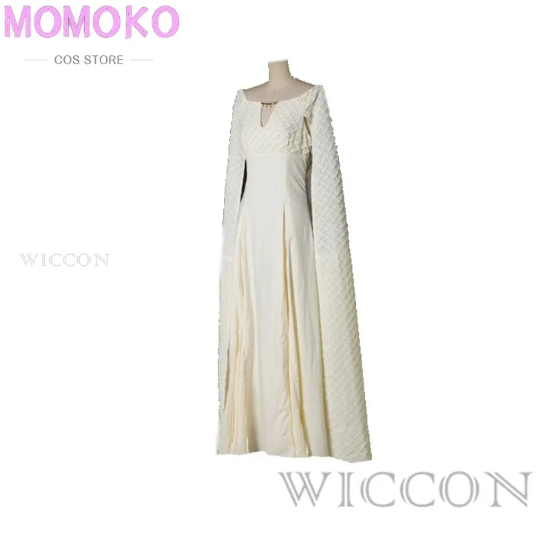 

Zizi 2025 Blood Dragons GoT Movie Daenerys Targaryen Dargon Mother с белым длинным платьем и красивыми волосами Косплей Костюм F