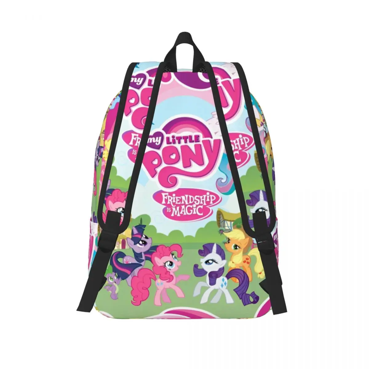 Little Cartoon Ponys Mochila para Homens e Mulheres, Mochila Adolescente Anime, Durável, Ensino Médio, Caminhadas, Viagem, Mochila Amizade, Bolsa de Ombro Laptop