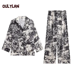 New pajamas with tiger print long sleeved pants Chinese retro style home suit set can be worn outside