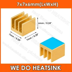 7x7x6mm Thermal Self Adhesive Tape Gold Aluminum Heat Sink Cooler Radiator For Cooling IC CPU CHIPs