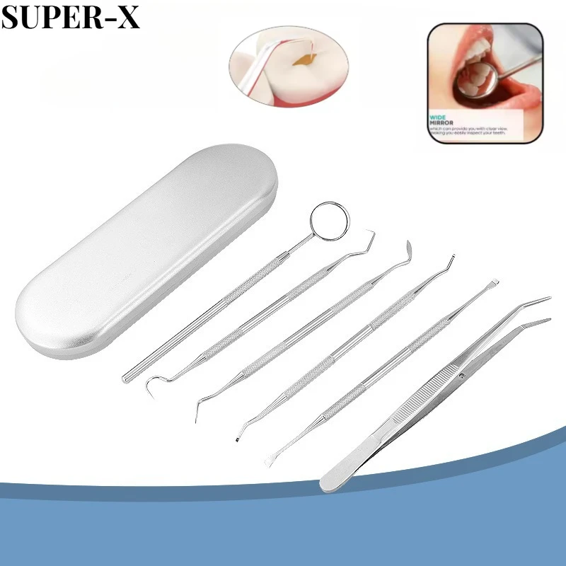 

Dental Clean Hygiene Explorer Probe Scaler Dental Stain Oral Endoscope Probe Double-headed Stainless Steel Oral Care Tool Set