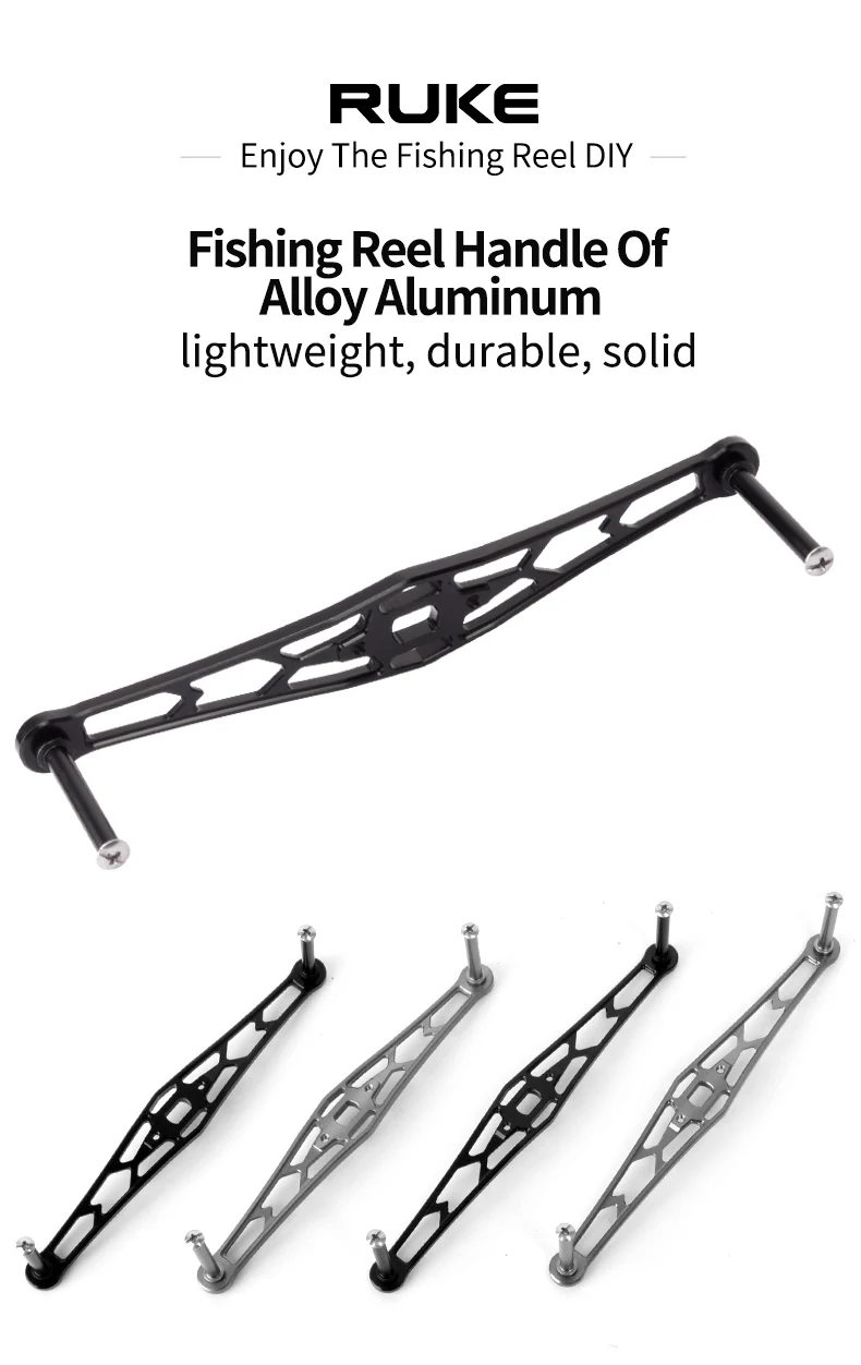 Ruke Fishing Rocker zum Werfen von Angelrollen, Legierung aus Aluminium, Loch 8 x 5/7 x 4 mm, Länge 140–130 mm, für Daiwa Abu Shima, inklusive Schrauben – Detail 1