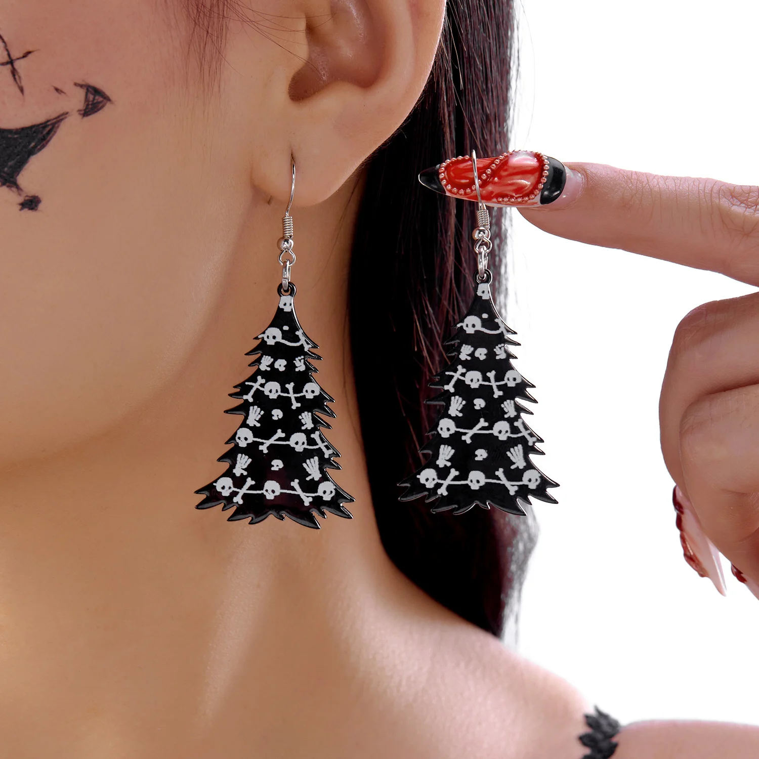Mode Halloween Gothic Skeleton Baum Tropfen Ohrring Für Frauen Kreative Horror Schädel Weihnachten Baum Ohrring Party Urlaub Schmuck