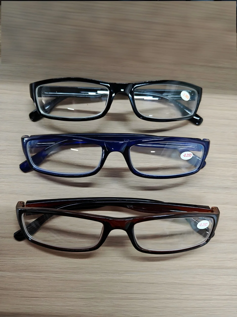 3Pcs Finished Myopia Glasses Unisex Rectangle PC Full Frame Eyeglasses -0.25D Ready To Wear Short Sight Spectacles 3 Colors Set