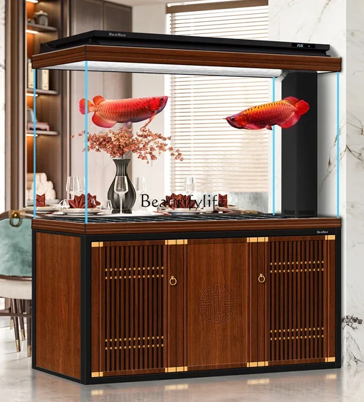 

Living Room Chinese Large Bottom Filter Fish Tank Home Intelligent Floor Ecological Super White Aquarium