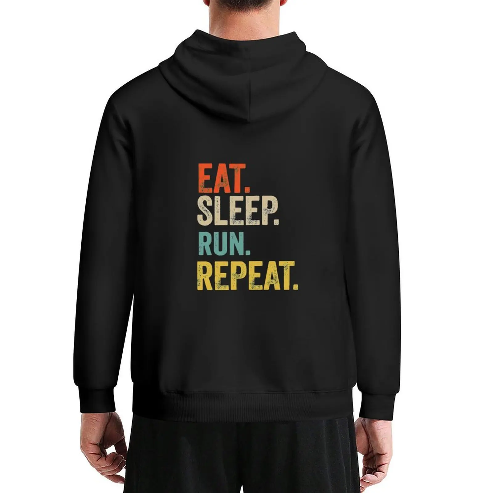 

eat sleep run repeat retro vintage Hoodie autumn jacket men mens clothing men wear men's clothing hoodie men