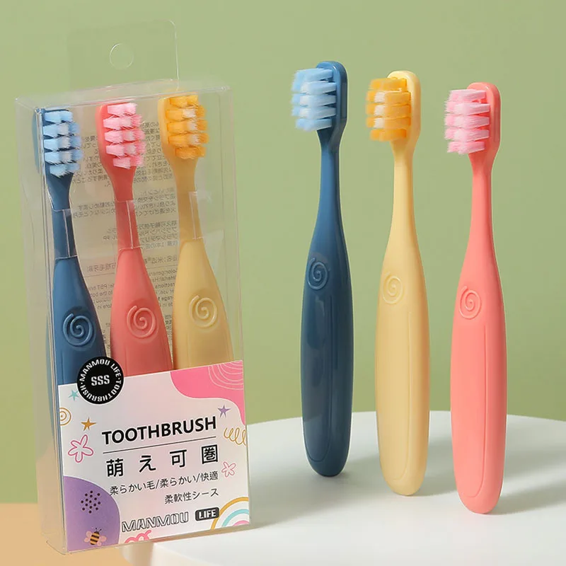 3 PC Children Toothbrush Soft Bristled Brush Cleaning Protecting Gums Cartoon Cute Candy Color Convenient Crystal Box Packaging