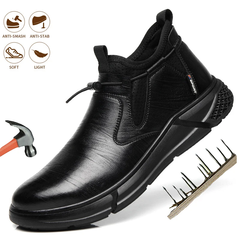 

Go Fashion Safety Shoes Men's Work Steel Toe Caps Male Indestructible Work Boots Protective Shoes Puncture-Proof Security