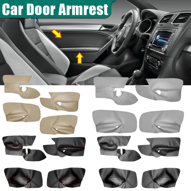 

For VW Golf 5 V MK5 Jetta 2005 2006 2007 2008 2009 2010 2011Car Door Armrest PanelMicrofiber Leather Cover 4-doors only