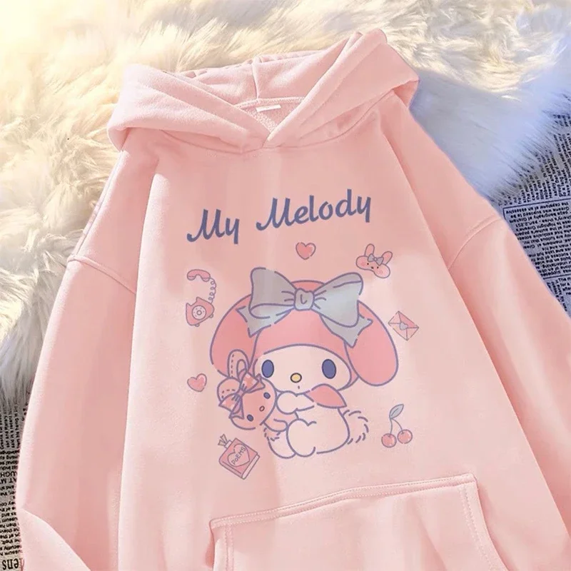 

Sanrio My Melody Hoodie Girls Kawaii Anime Children Autumn Clothes Cartoon Cute Thickened Women Long-Sleeved Top Gift for Kids