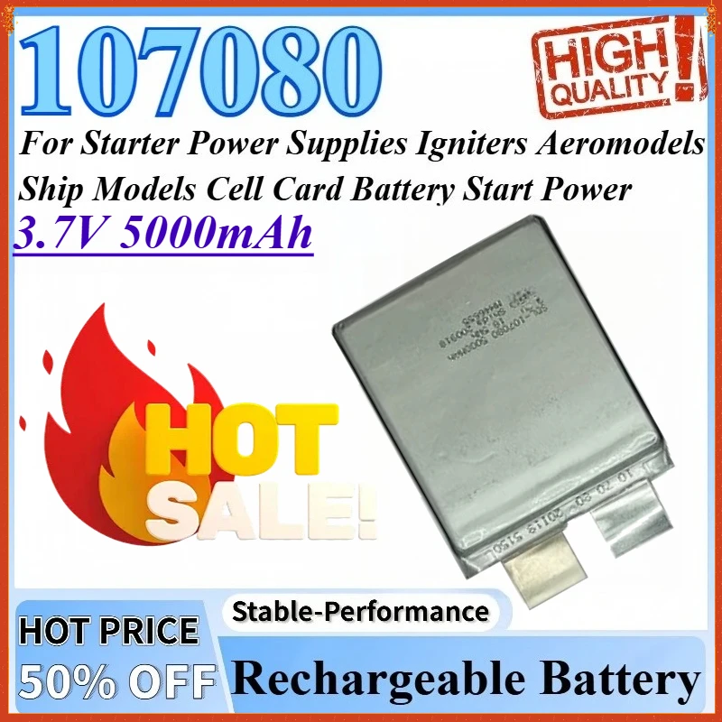 

3.7V 5000mAh 35-70C 107080 Battery For Ship Models Cell Card Starter Power Supplies Igniters Aeromodels Battery Start Power