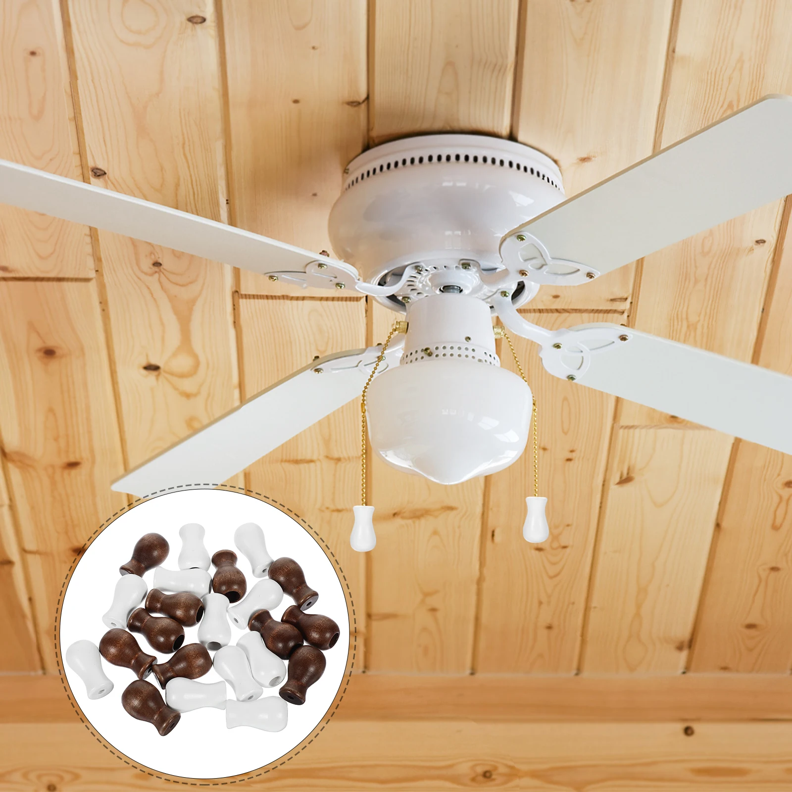 

24Pcs Wooden Cord Pulls Comfortable Versatile Decorative Accessories for Ceiling Fans Light Wood Blinds Parts Blinds Parts