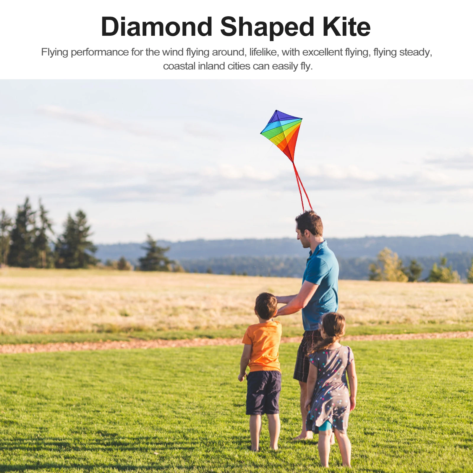 

Rainbow Rhombus Polyester Colorful Diamond Shaped Long Tail Diamond Shaped Kite Kids Outdoor Toys Christmas Gifts
