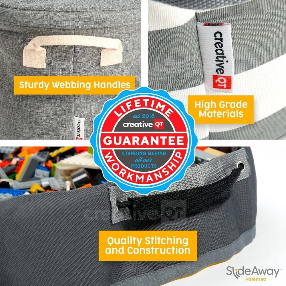 منظم تخزين الألعاب قابل للتوسيع مع حصيرة لعب كبيرة مقاس 52 بوصة لـ LEGO والكتل الصغيرة