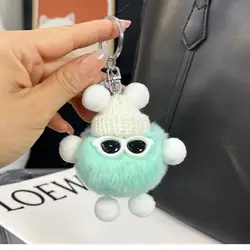 Cute Otter Rabbit Fur Small Coal Ball Bag Pendant Backpack Doll Hanging Decoration Cartoon Doll Car Key Hanging Decoration