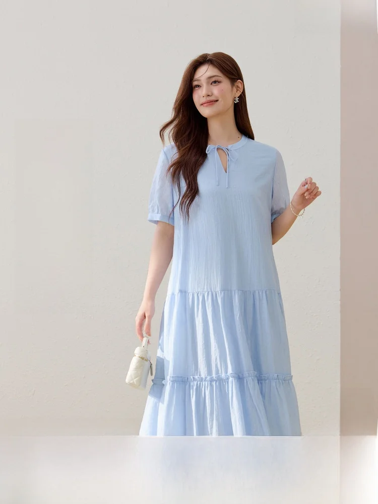 

Модное свободное платье прямого кроя больших размеров для женщин, летняя новинка в корейском стиле, повседневное, с V-образным вырезом, короткое.