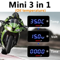 koso Oil Temperature Meter Motorcycle Universal Oil Temp Time Volt 3 in 1 LCD Digital waterproof Display For Kwasaki SUZUKI YAMH