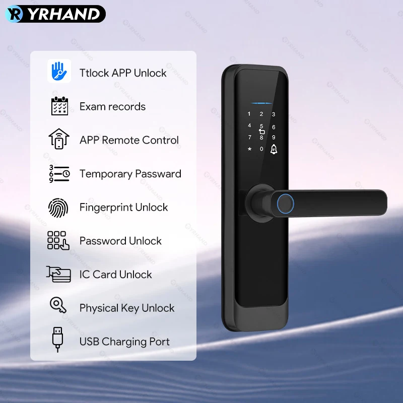 YRHAND fechadura eletronico digital Ttlock APP Fingerprint unlocking Bluetooth Waterproof  Smart Door Lock with Alexa