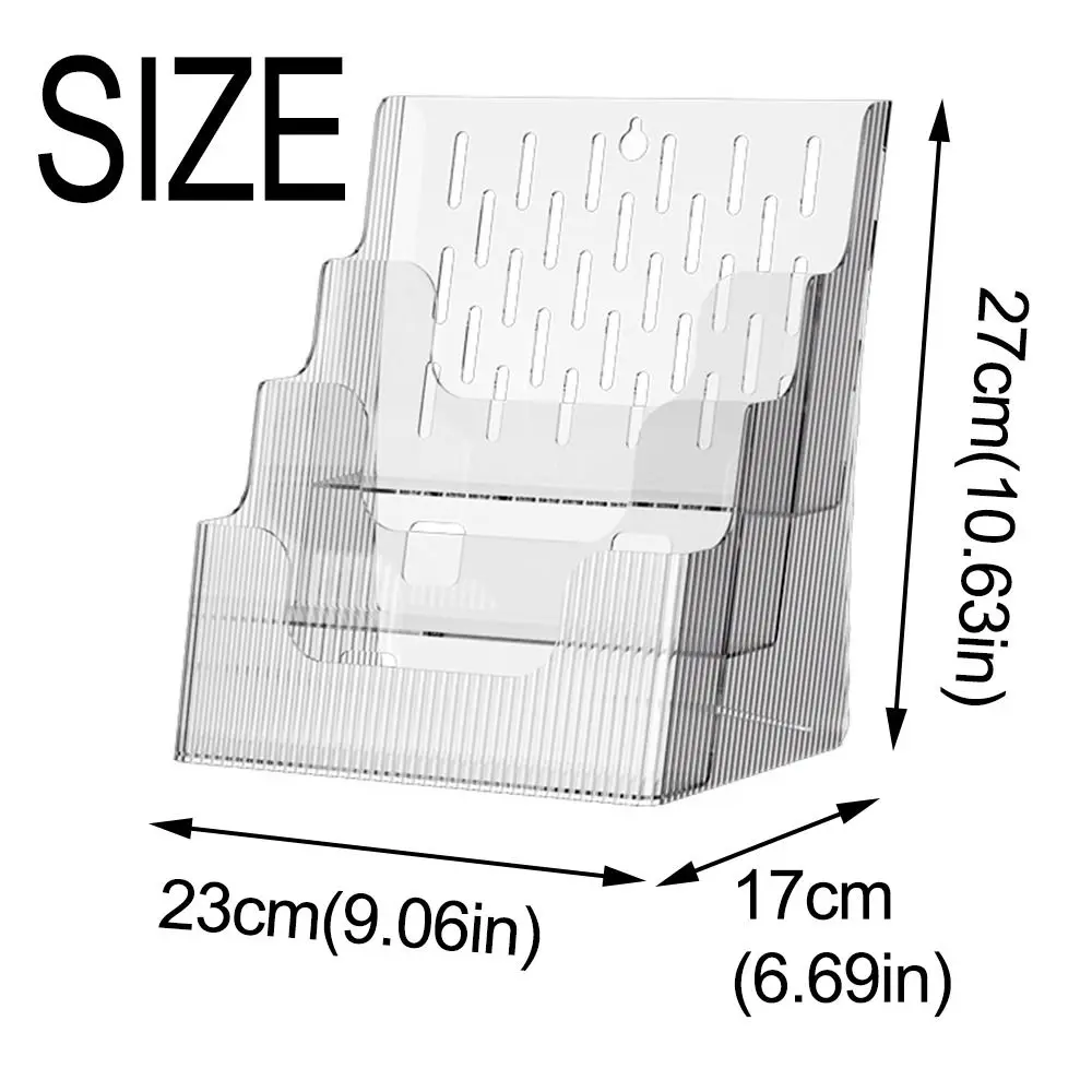 

Clear Brochure Display Holder 3 Tiers Plastic Pamphlet Flyer Organizer Space Saving Anti-slip Desktop Book Stand Study Room