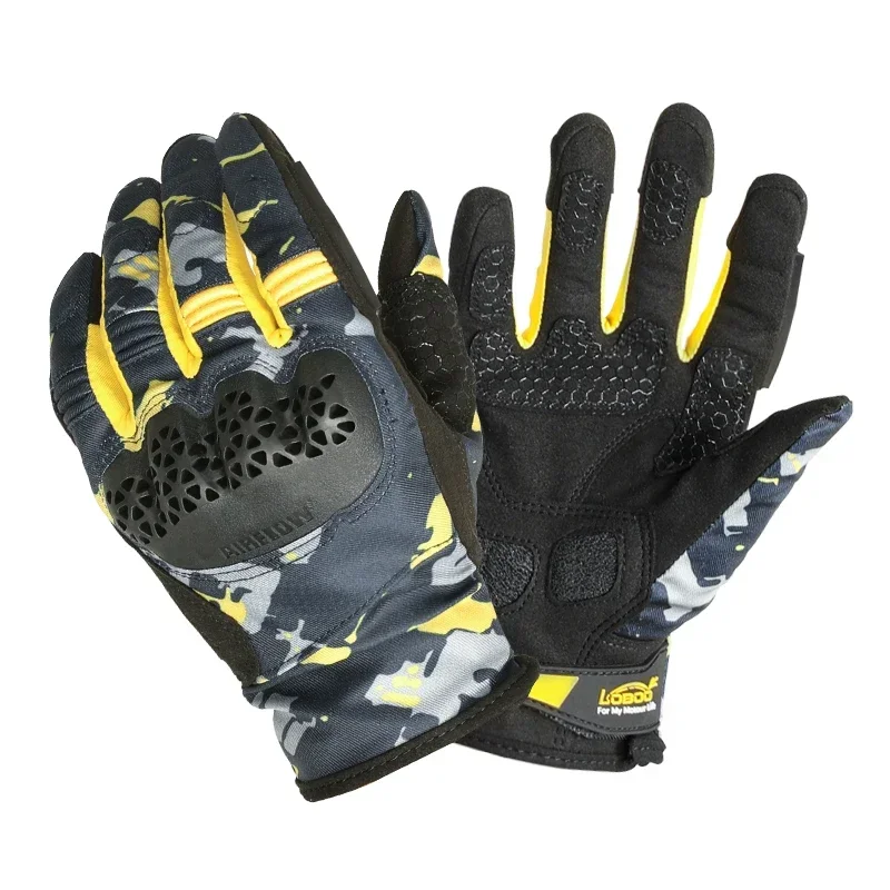 LOBOO  Motorcycle Gloves Summer Ride Protection Against Falls Breathable Mesh Camo Commuter Motorcycle Touchscreen Gloves