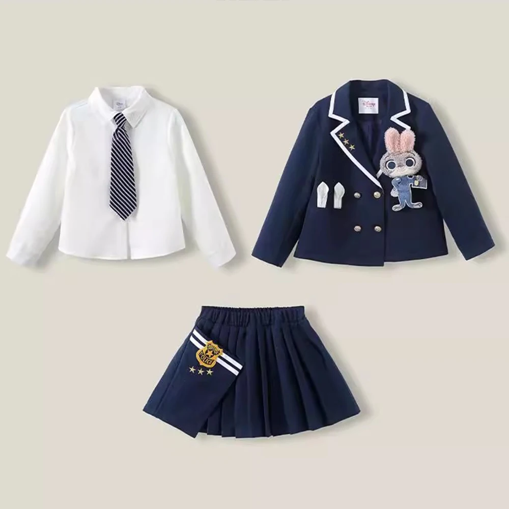 

Kawaii Judy Rabbit Officer Children Jk Suit Shirt Pleated Skirt Uniform Kawaii Fashion High Quality Casual College Style Set