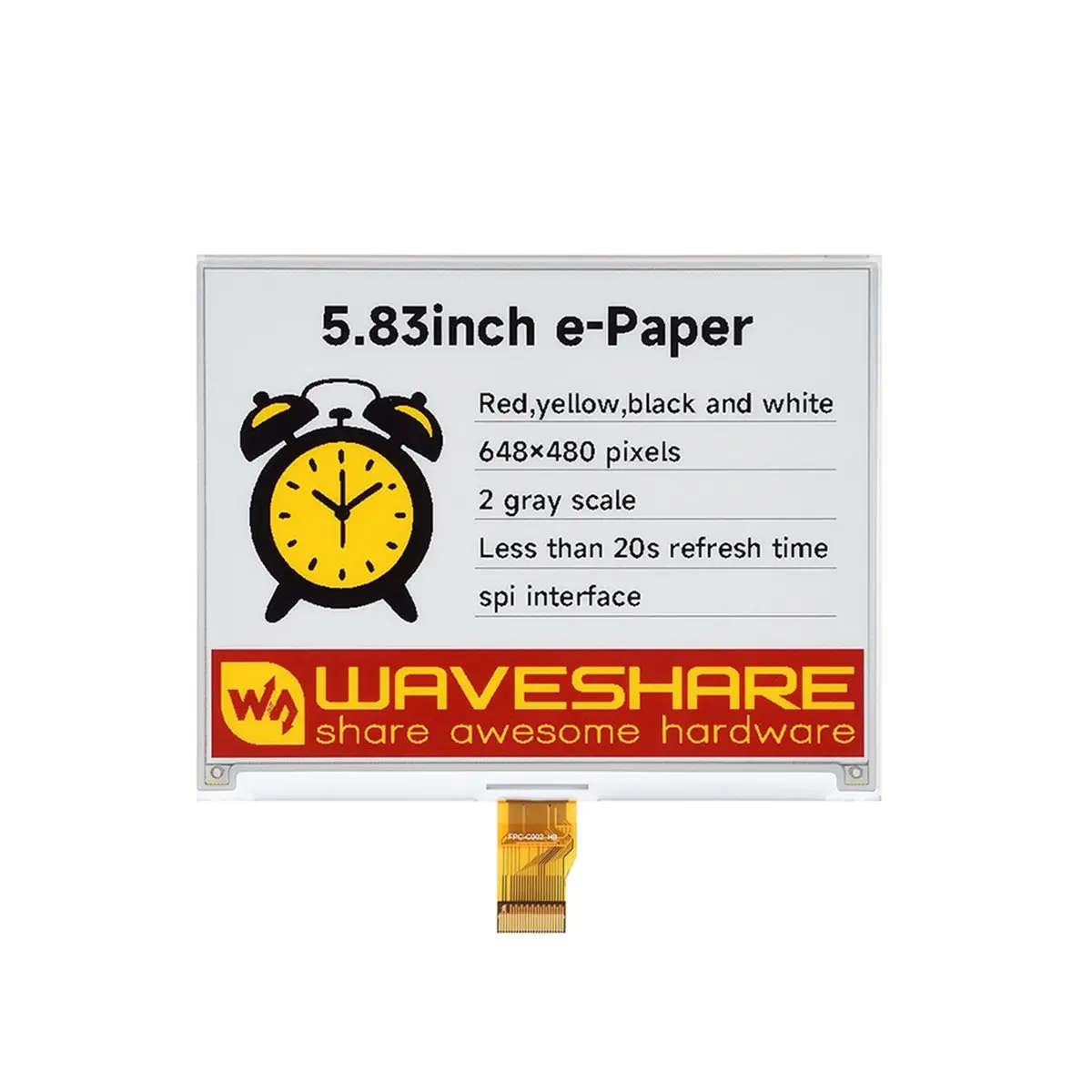 A26Z  5.83-Inch 40Pin Screen 648x480 E-Paper Red Yellow Black White E-Paper Display SPI Interface