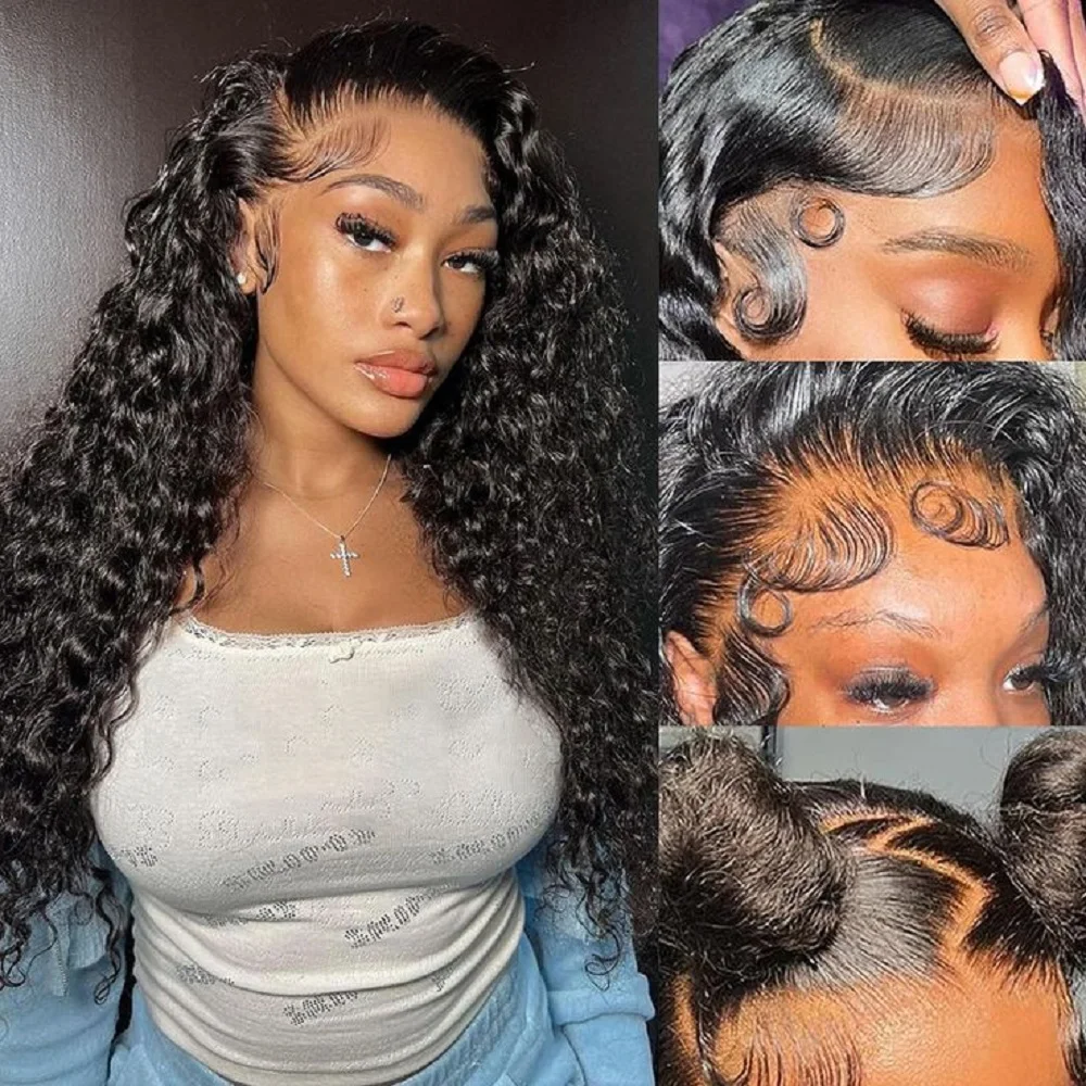 

24 Inch Water Wave Lace Front Wigs Human Hair Wigs for Black Women 200% Density 13x4 HD Lace Front Glueless Wigs Human Hair
