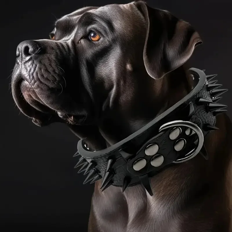 

Spiked Dog Collar Rivet Leather Dog Collar Adjustable Dog Collar For Outdoor Walking Neck Strap Supplies Pet Accessories