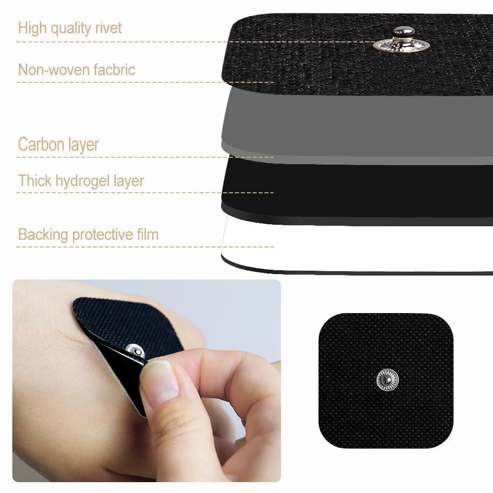 5*5cm Reusable TENS EMS Electrode Pads Black Self-Adhesive Gel Replacement Accessories Muscle Stimulator Acupuncture Massager