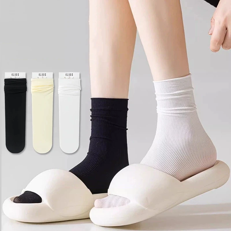 

10 Pairs Women Mid Length Socks Trendy Versatile Black White Solid Colors Soft Comfortable Lightweight Breathable Casual Socks