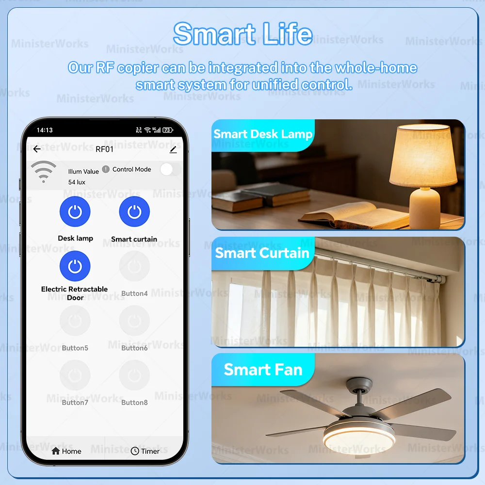 Tuya Smart WiFi Funkfernbedienung RF-Klon- und Kopier-Fernbedienung App-Fernbedienung Geeignet für Fernseher und Klimaanlagen – Detail 5